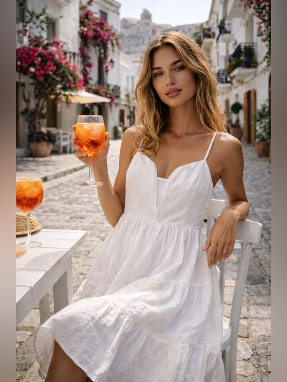 Lulus White Midi Sundress Smocked Back Tiered Cottagecore XS EUC